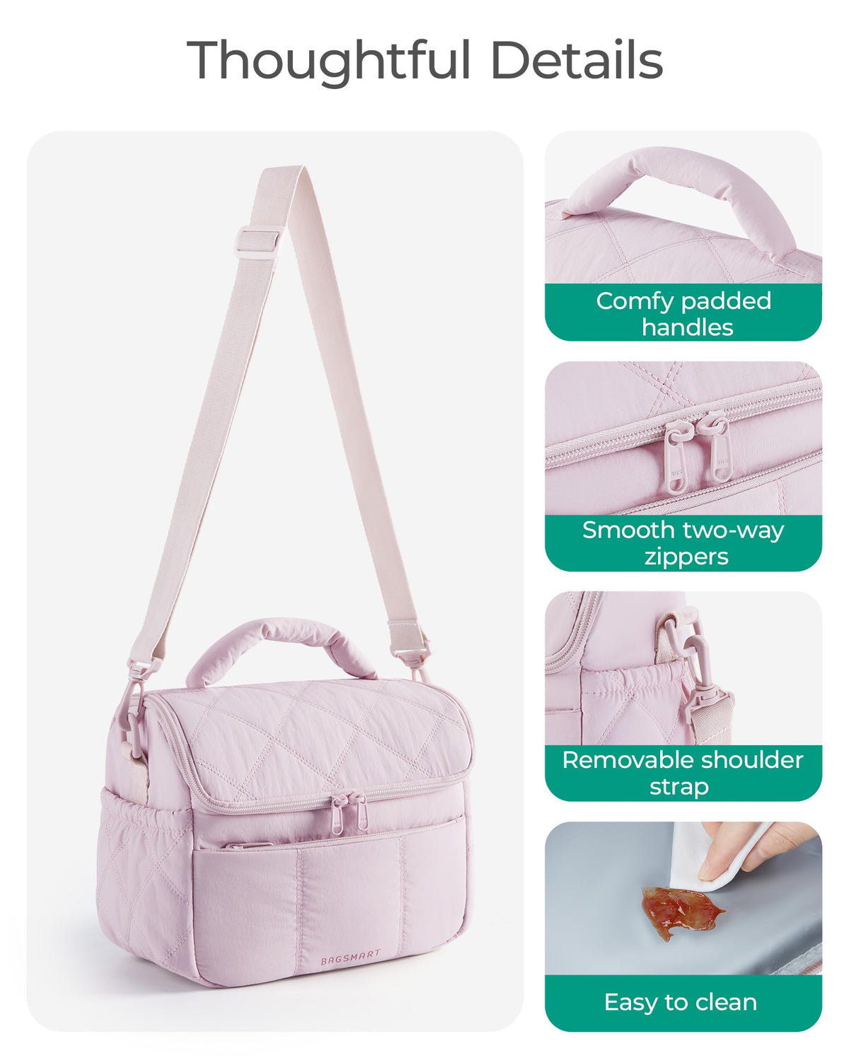 BAGSMART full-opening main compartment for quick access and visibility.