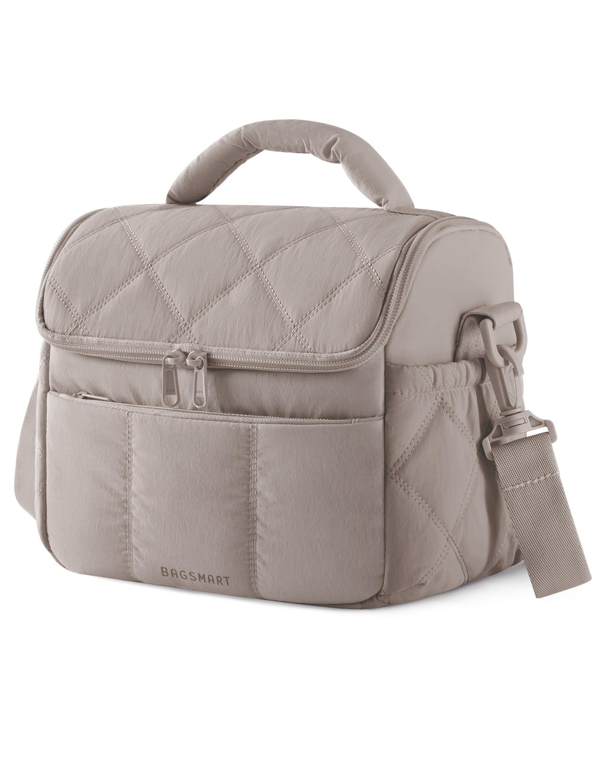 BAGSMART insulated-lunch-bag camel-quilted design for stylish transport of meals.