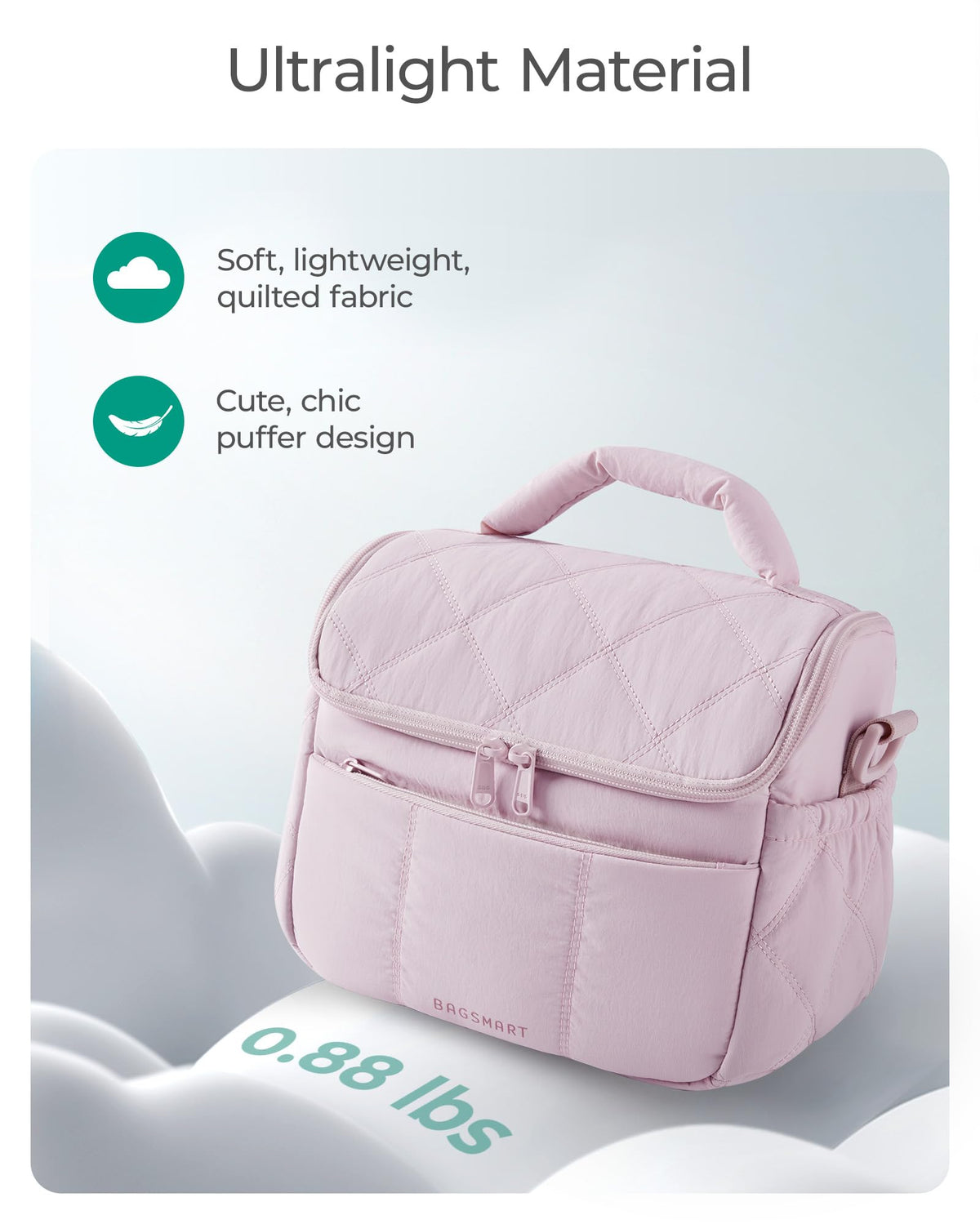 BAGSMART inner insulation close-up shows foam padding and waterproof lining