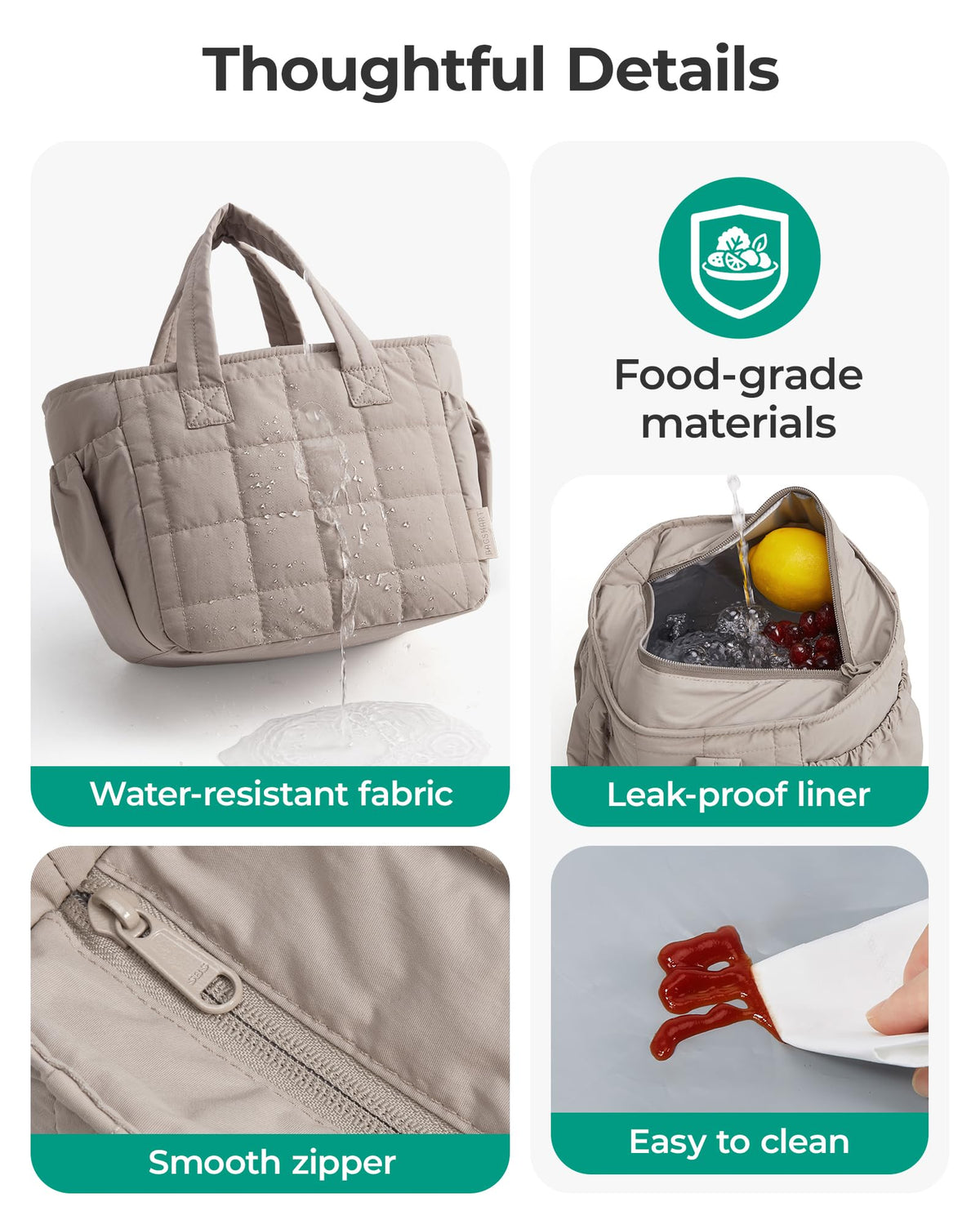 BAGSMART versatile lunch tote suitable for work, travel, beach, or outdoor picnics.