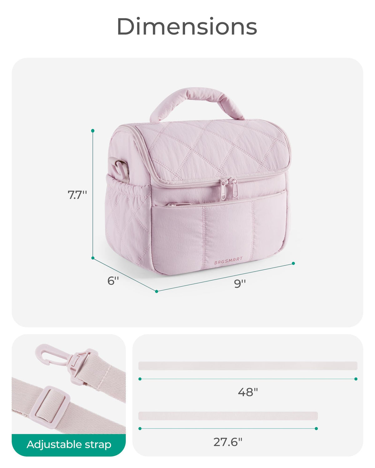 BAGSMART lunch bag waterproof lining close-up emphasizes spill protection