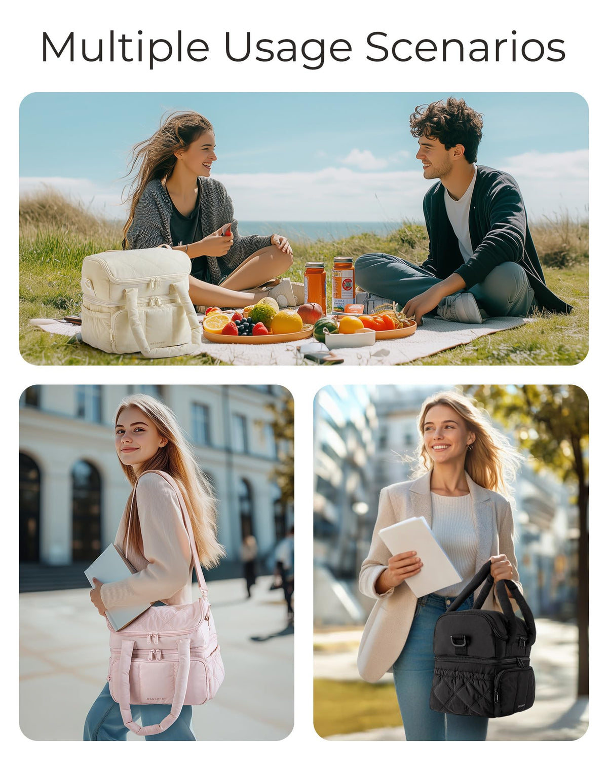 BAGSMART padded handle and removable strap offer comfortable carrying