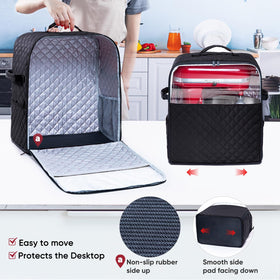 BAGSPRITE water-resistant quilted nylon surface is easy to wipe clean.