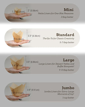 Bake Choice tulip liners in pan showcase elegant tulip shape for attractive cupcakes