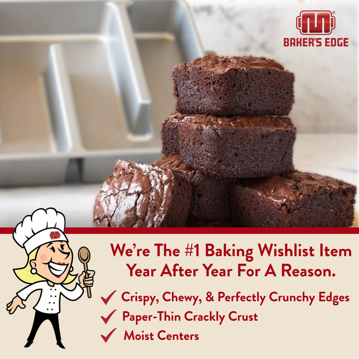 Baker's Edge brownie pan nonstick coating for easy release