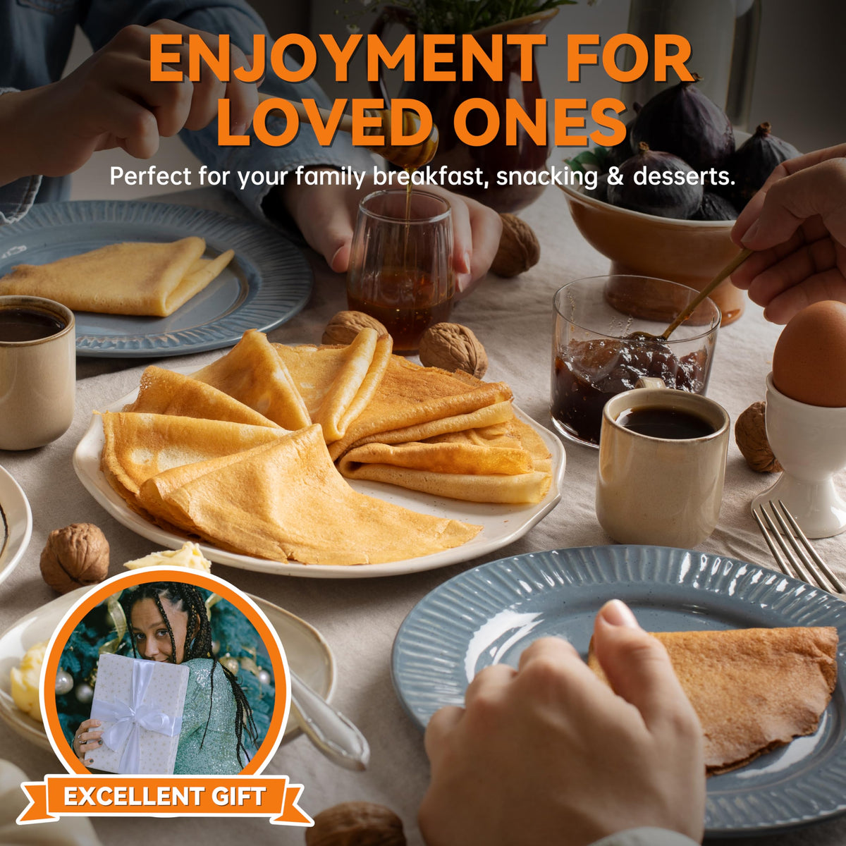 Baker's Friend crepe maker easy-clean surface simplifies post-meal cleanup