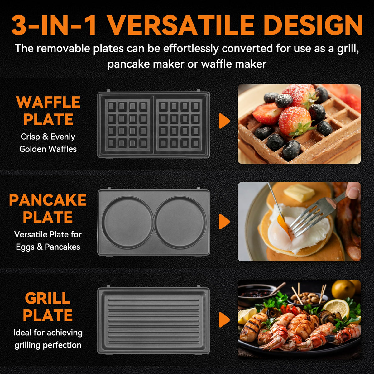 Baker’s Friend mini pancake maker enables fast, even breakfasts.