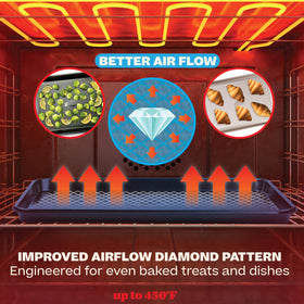 Baker's Secret diamond-pattern air flow improves even browning