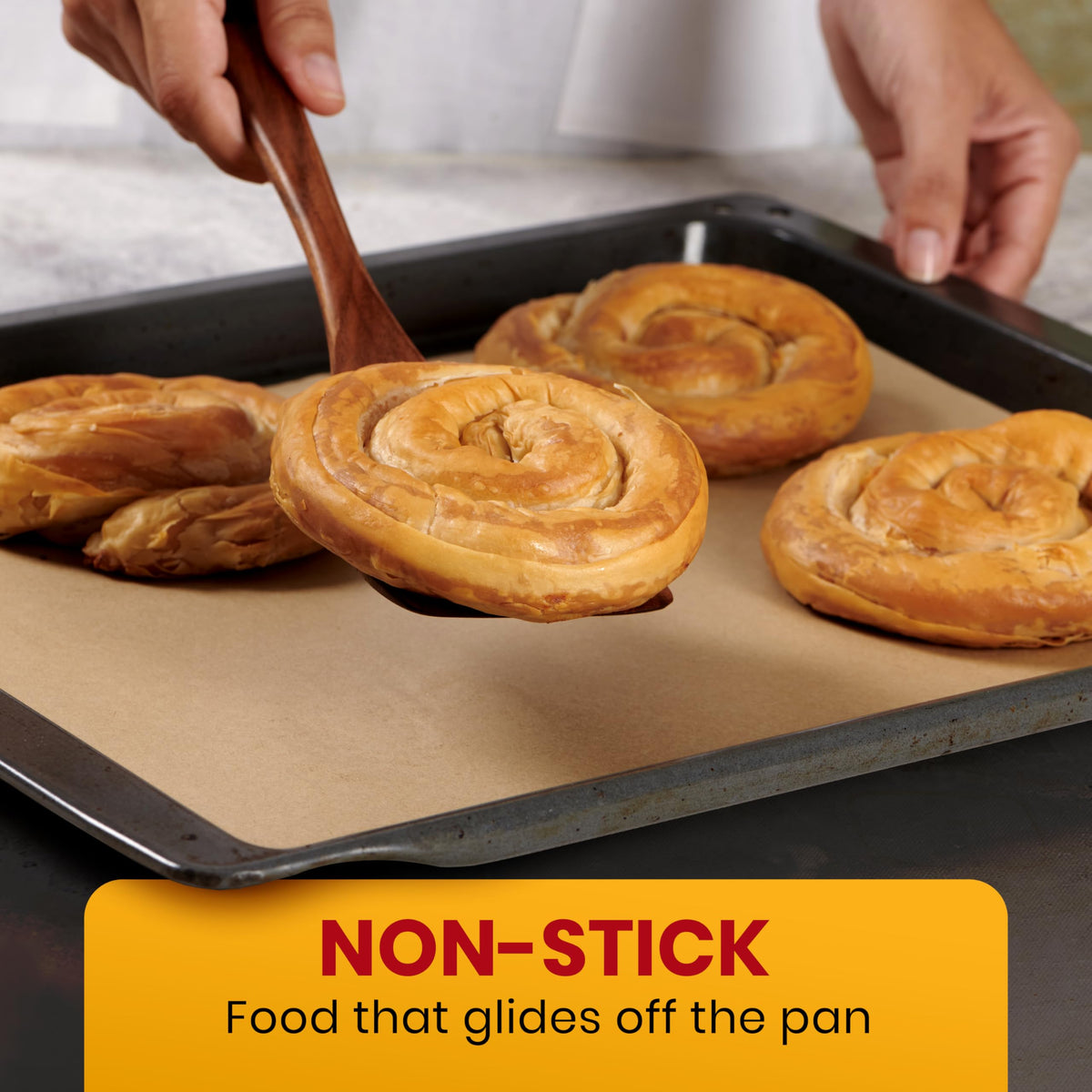 Baker's Signature microwave-safe parchment for quick reheats and wraps.