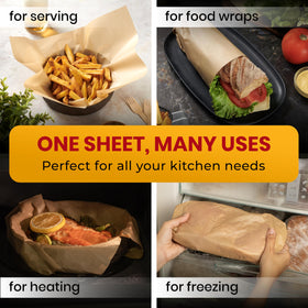 Baker's Signature parchment sheets stored in a box for neat storage.