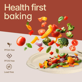 BakkenMaster oven-safe up to 450°F (230°C) for pizzas and cookies.