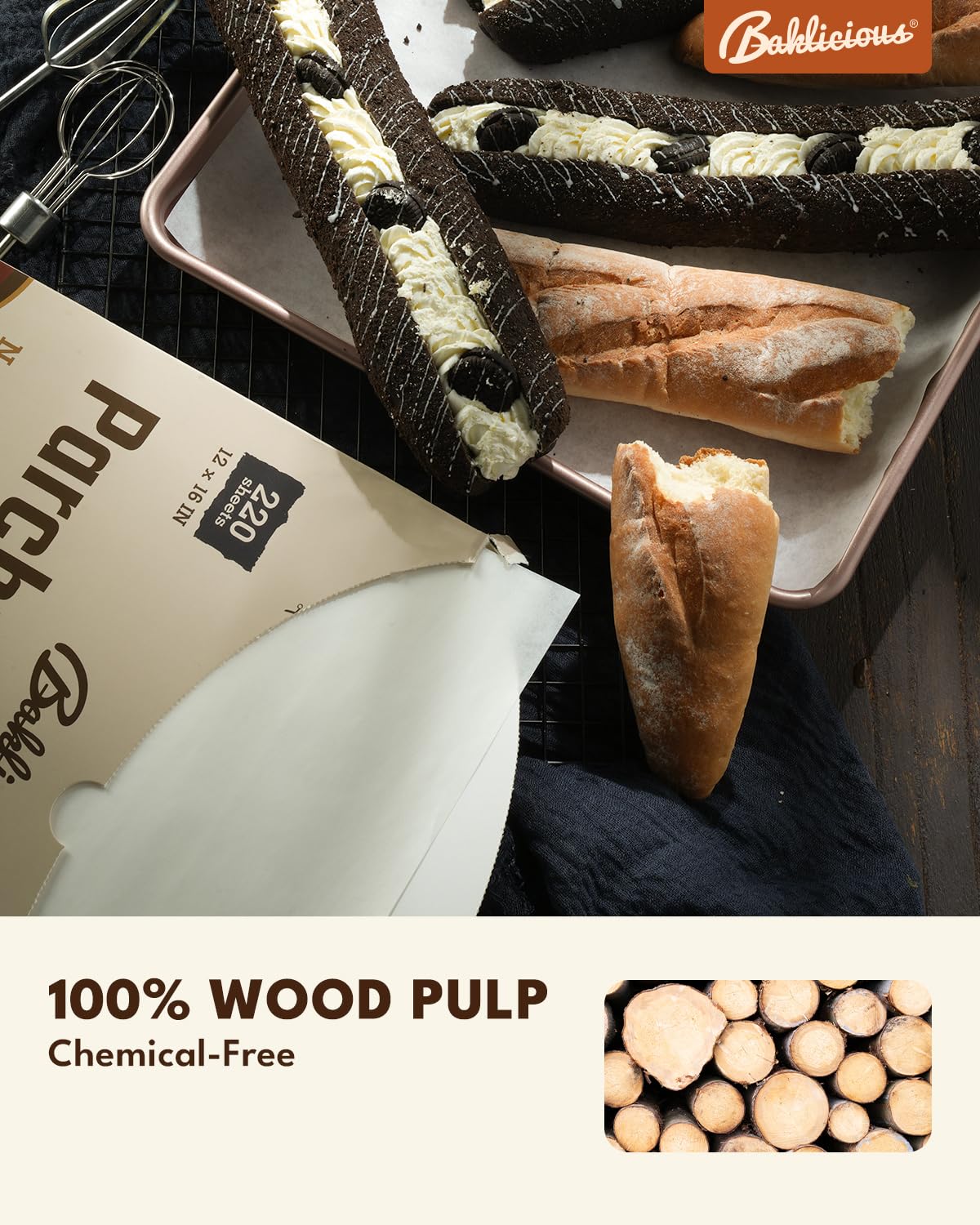 Baklicious 45gsm heavy-duty parchment stands up to lifting bread without tearing