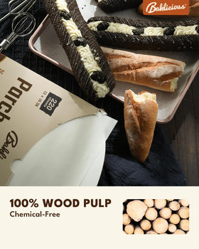Baklicious 45gsm heavy-duty parchment stands up to lifting bread without tearing