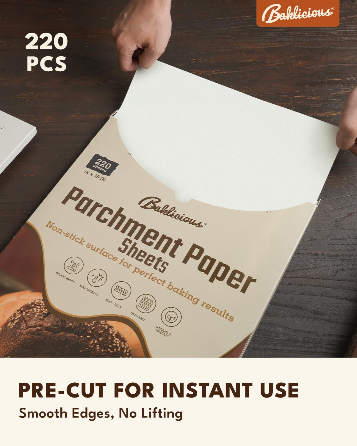 Baklicious non-stick parchment paper enables easy food release after baking