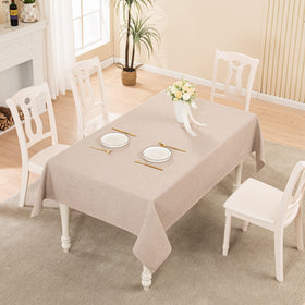 BALCONY & FALCON dining setup on beige fabric creates inviting dining ambiance.