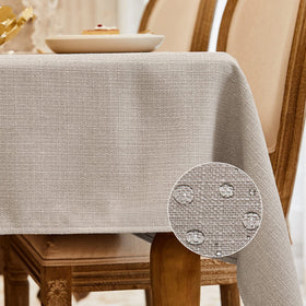 BALCONY & FALCON rectangle tablecloth drape showcases elegant texture and ease of care.
