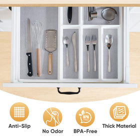 BALEINE cabinet liner in a drawer keeps items organized and stable.