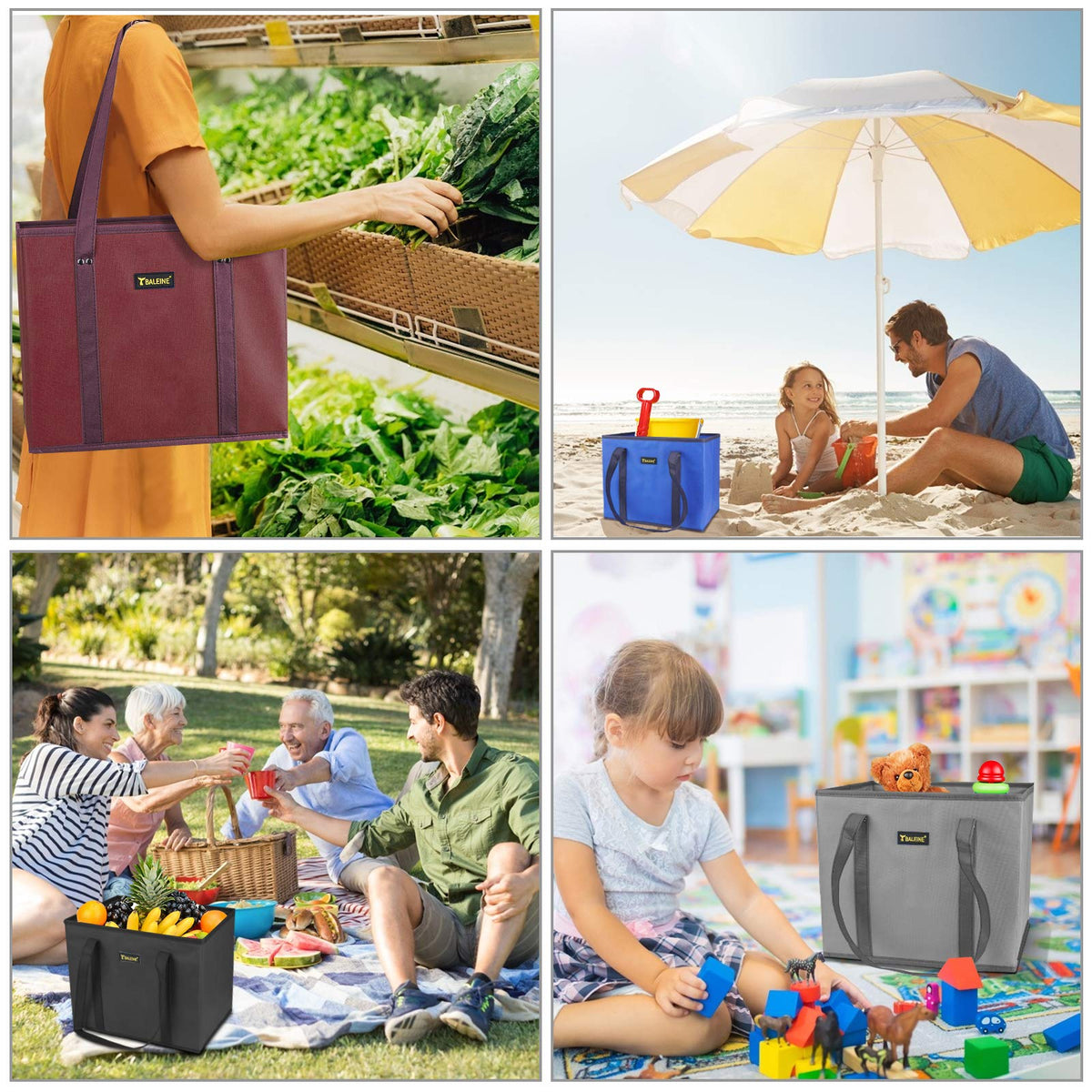 BALEINE extra-long 12in handles enable shoulder carrying