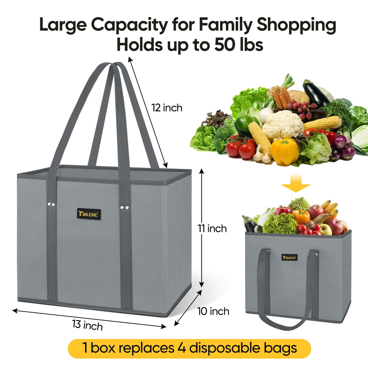 BALEINE Mosaic bags showing long 12-inch handles for shoulder carry.