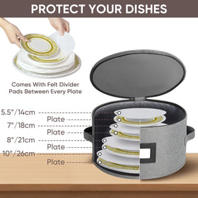 BALEINE plate and mug slots accommodate varied dinnerware sizes for efficient packing.