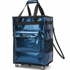Balene rolling grocery bag in navy with front pocket for small items.