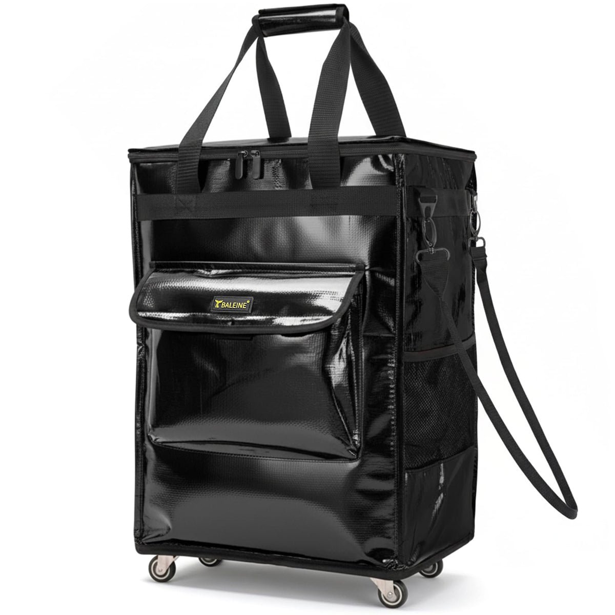 BALEINE reusable grocery bags on wheels front pocket lid for organized shopping