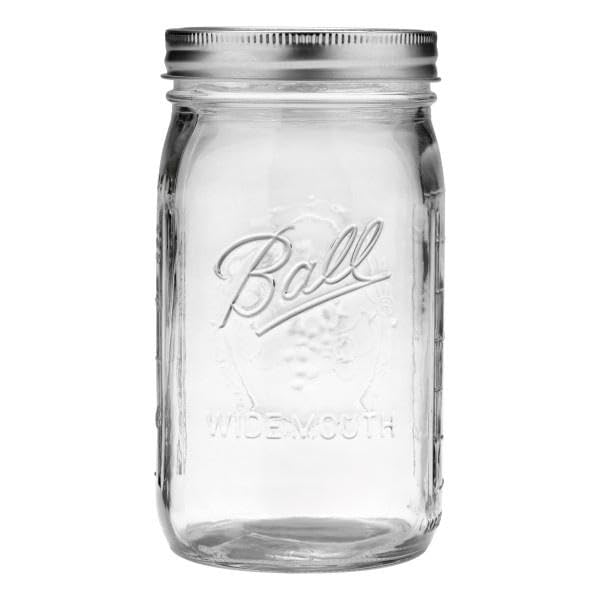 Ball 32oz wide-mouth canning jar ready for preserves or juice prep.