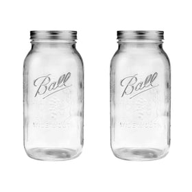 Ball 64oz wide-mouth jar 2-pack, front view for easy canning.