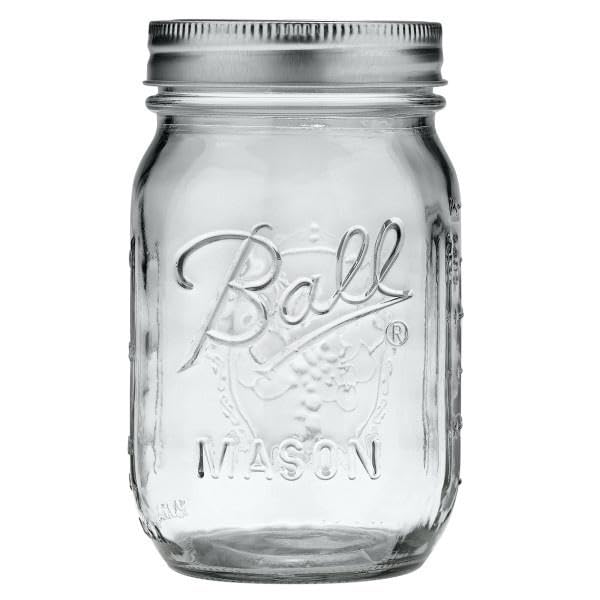 Ball Mason Jar closeup shows clear glass perfect for preserves