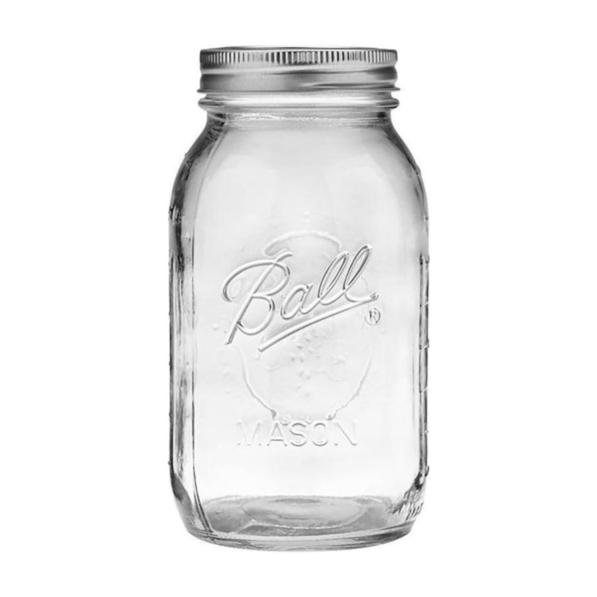 Ball Regular Mouth 32oz mason jar lid closeup showing secure seal
