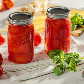 Ball wide-mouth jars used for jelly making at home.