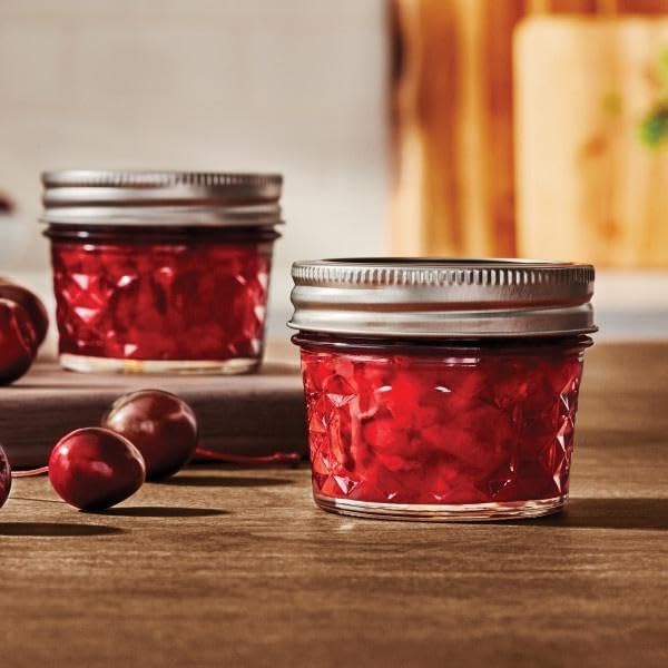Ball wide-mouth jelly jar great for jam, jelly, mustard, and flavored vinegar storage.