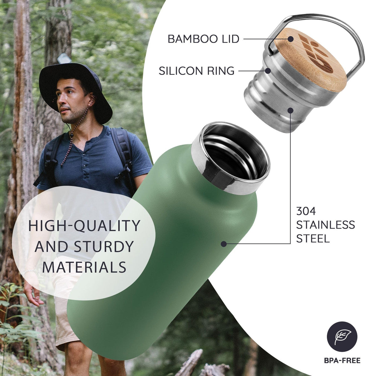 Bambaw bottle sage green wide opening enables easy ice cubes and infusions