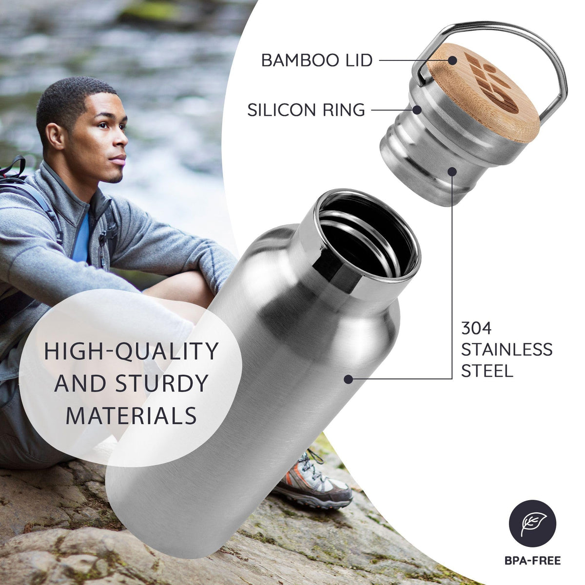 Bambaw stainless steel bottle surface shows scratch resistance without paint