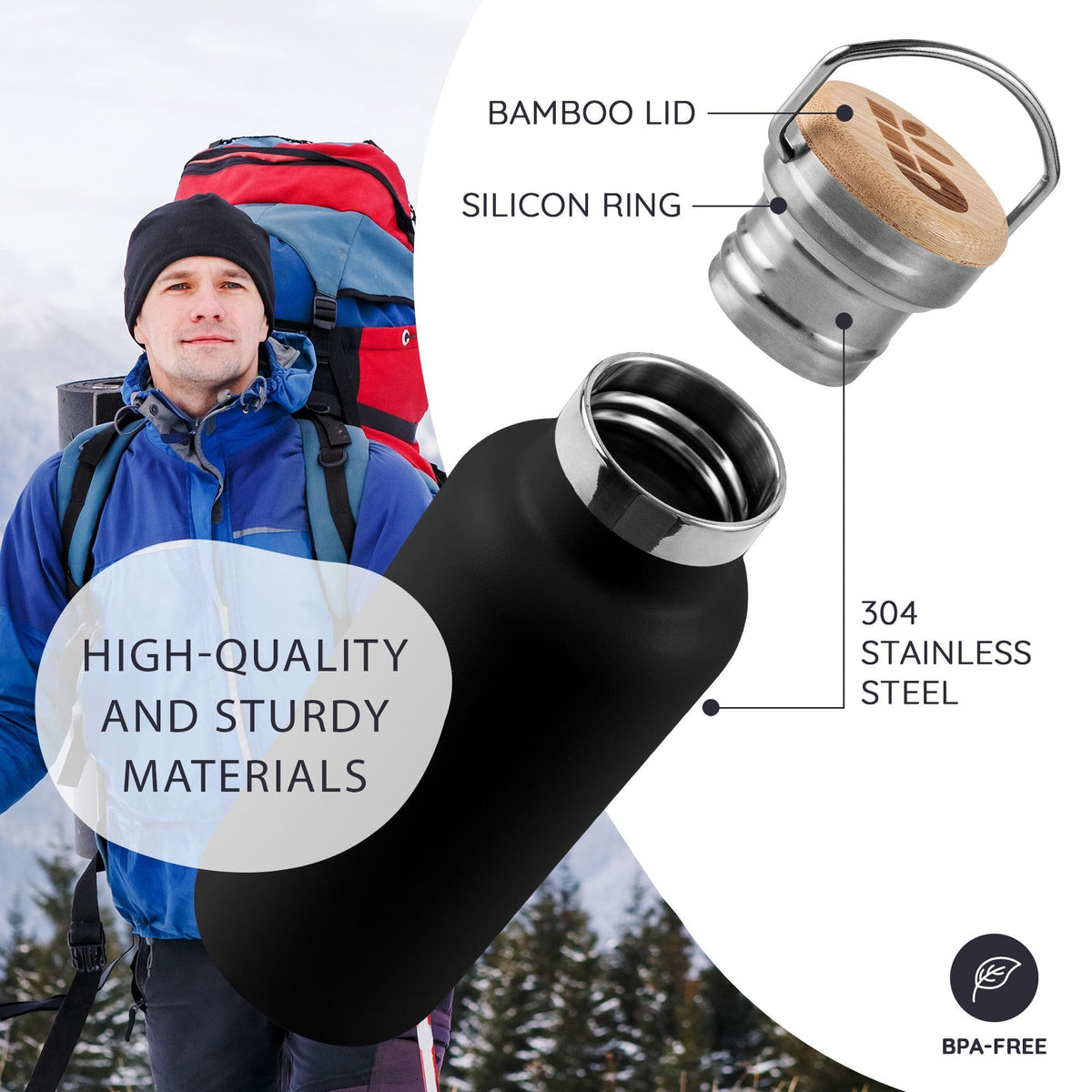 Bambaw wide-mouth opening for easy filling with ice or tea infuser.