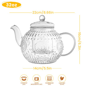Bandesun Vintage Glass Teapot showing eagle-beak spout for smooth pouring.