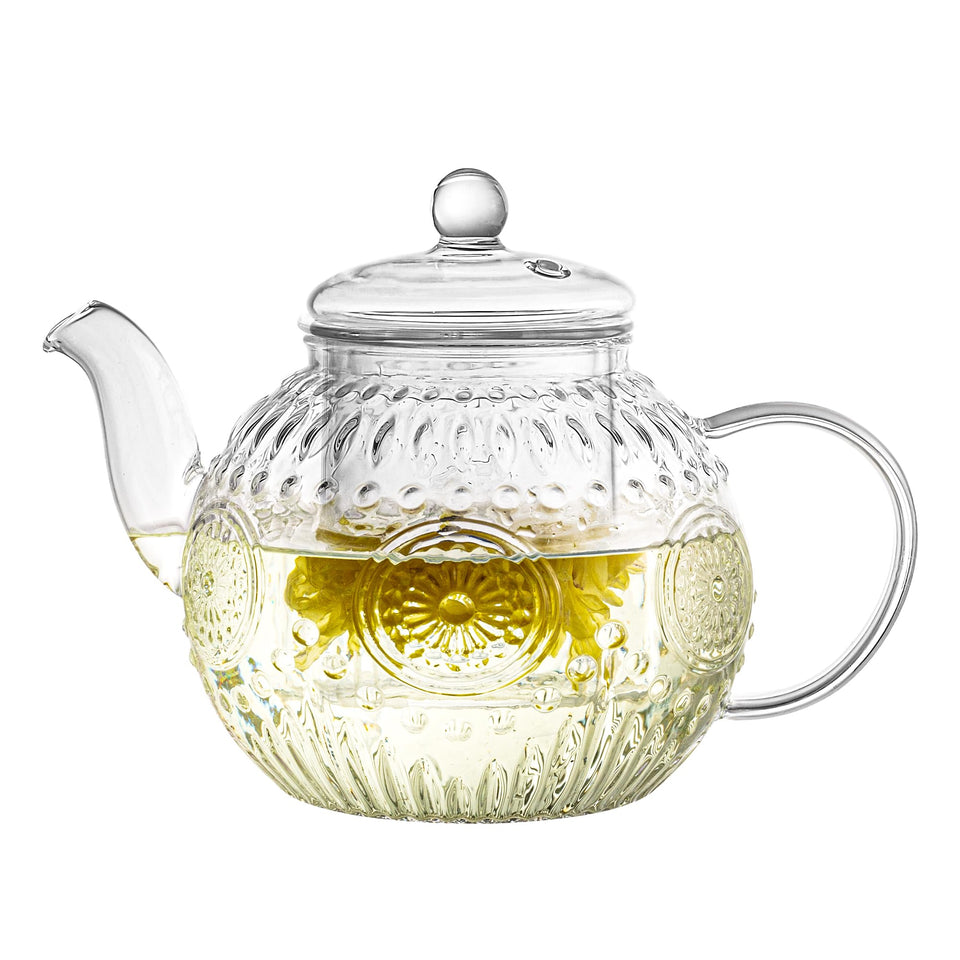 Bandesun Vintage Glass Teapot with removable infuser for clean brewing and adjustable strength.