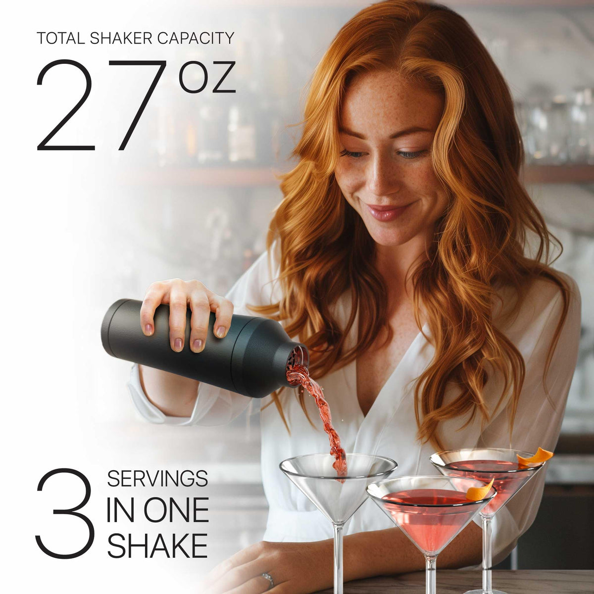 Bare Barrel leakproof shaker with screw-top seal ensures mess-free pouring.