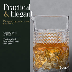 Barillio 24 Oz Crystal Cocktail Mixing Glass with beak spout for clean pours.