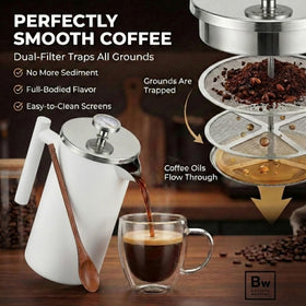 Barista Warrior dual filters deliver clean, full-bodied coffee.