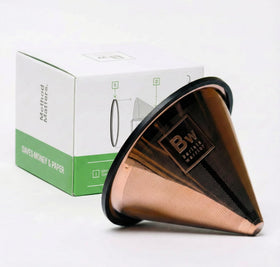 Barista Warrior reusable copper filter exterior for durable pour-over brewing