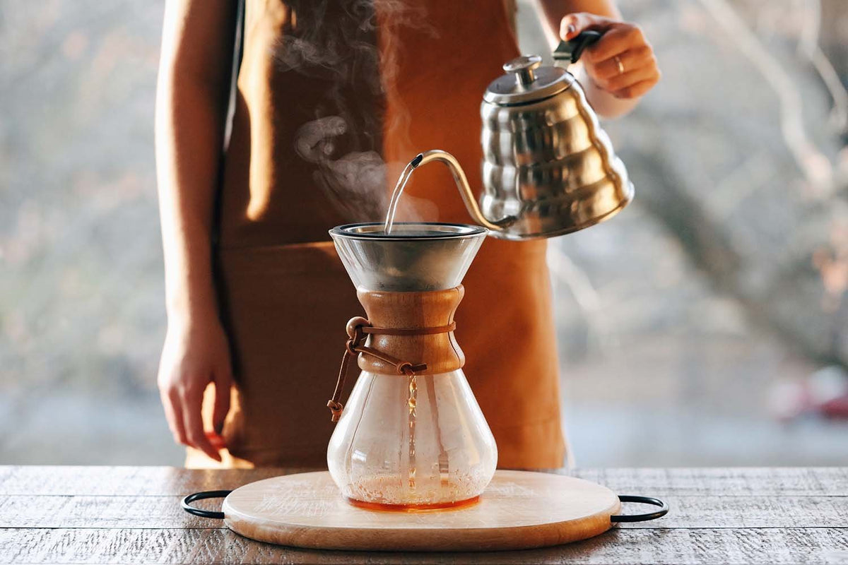 Barista Warrior stainless steel pour-over filter in use.