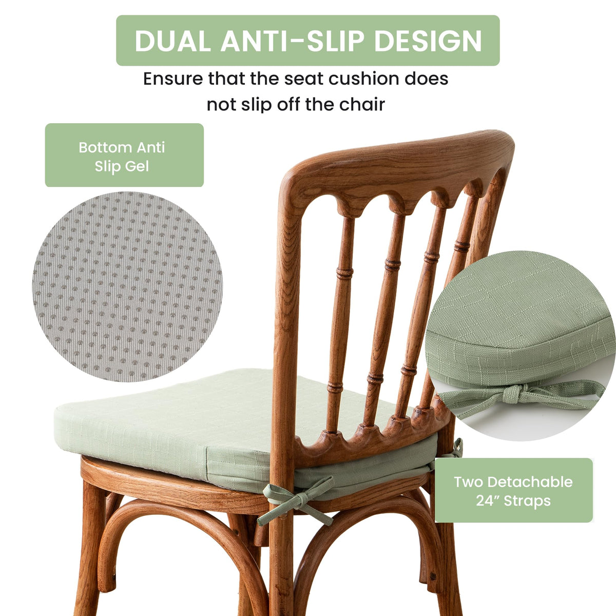 Battilo cushions feature non-slip backing to stay in place.