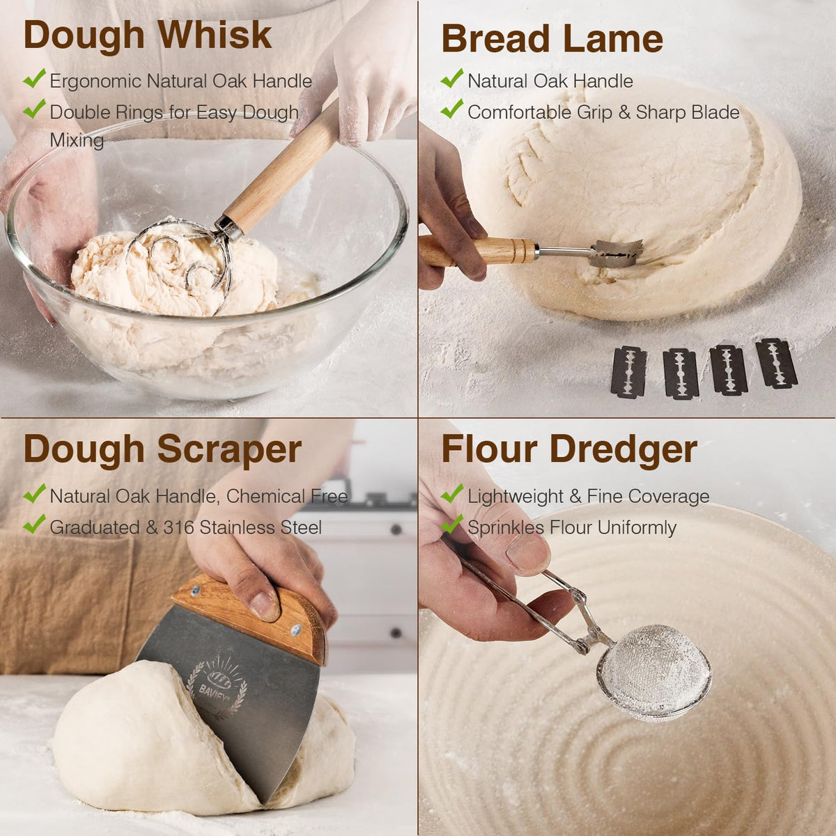 BAVIFY bread scoring tool with five blades for precise, decorative cuts.