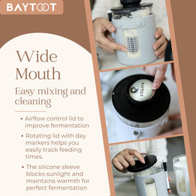 Baytoot spatula included for gentle mixing and dough handling.