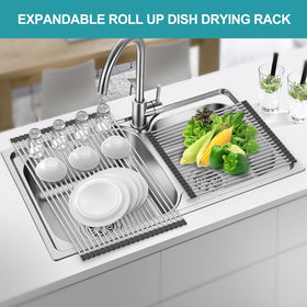 BBXTYLY roll-up rack with anti-slip ends keeps pans stable during drying