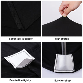 BDDC table cover leg pockets securing each leg for a flat, stable surface