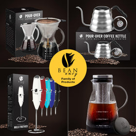 Bean Envy ergonomic silicone-handle grip enables comfortable extended stirring.