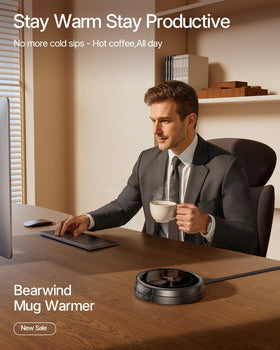 Bearwind warmer with bright smart display shows heat level.