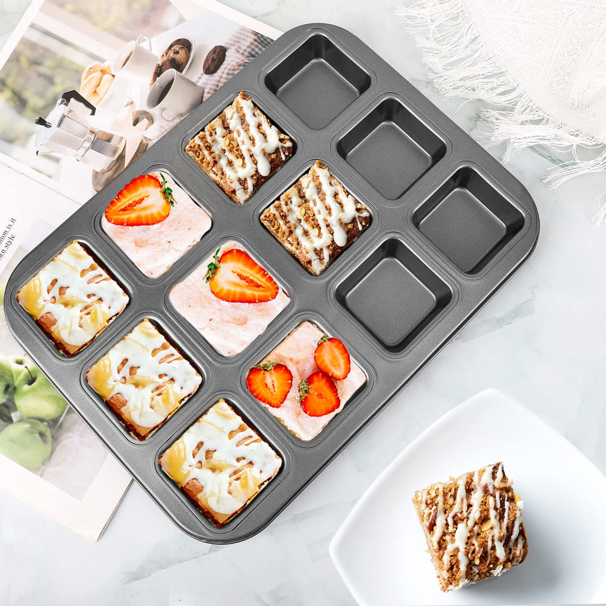 Beasea mini bread mold creates square treats for muffins and small loaves.